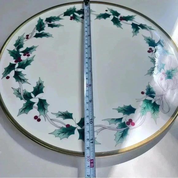 Mikasa bone china holly christmas cake plate 11.5 diam gold edges collection - Picture 3 of 3